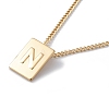 Stainless Steel Initial Letter Rectangle Pendant Necklace for Men Women NJEW-E090-01G-14-1