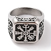 Viking 304 Stainless Steel Vegvisir Wide Finger Rings for Mens RJEW-U005-21A-04-2