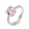 Brass & Round Cubic Zirconia Finger Rings CU-CBA7E55-19P-01-4