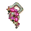 Flower Alloy Rhinestone Brooches for Backpack Clothes JEWB-P042-04G-A-1