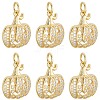 6Pcs Halloween Brass Cubic Zirconia Pendants ZIRC-BBC0003-41-1