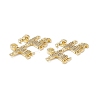 Brass Micro Pave Clear Cubic Zirconia Connector Charms KK-E068-VB334-3