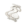 Wave 304 Stainless Steel Open Cuff Rings for Women RJEW-G338-18P-4