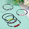 5Pcs 5 Styles Sport Theme Plastic Round Beaded Bracelet with Wax Rope BJEW-LP0002-77-1