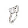 Brass Micro Pave Cubic Zirconia Finger Rings for Women RJEW-B153-01P-4