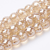 Electroplated Glass Beads Strands X-EGLA-Q092-8mm-A10-1