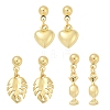 Heart & Leaf & Candy Brass Dangle Stud Earrings EJEW-Z115-03G-4