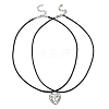 2Pcs 2 Style Alloy Split Heart Matching Pendant Necklaces Set NJEW-JN04552-1