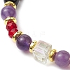 Natural Amethyst and Natural Black Onyx Stretch Bracelets BJEW-JB11113-3