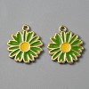 Light Gold Plated Alloy Enamel Pendants ENAM-WH0001-36LG-05-1