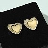 Brass Micro Pave Clear Cubic Zirconia Stud Earrings for Women EJEW-U034-02G-02-1