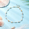 Synthetic Turquoise Starfish & Natural See Shell & Glass Seed Beaded Summer Beach Necklaces NJEW-TA00191-1
