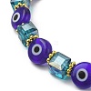 5Pcs 5 Style Natural Lapis Lazuli & Lampwork Evil Eye & Seed Beaded Stretch Bracelets Set BJEW-JB09616-01-4