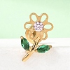 F136 Titanium Pave Pink and Green Cubic Zirconia Flower Internally Threaded Labrets ME-CBA9828-04G-1