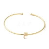 Rack Plating Brass Micro Pave Clear Cubic Zirconia Letter Open Cuff Bangles BJEW-A018-01G-F-2