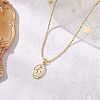 Brass Ball Chain Oval Virgin Mary Pendant Necklaces for Women NJEW-JN05120-1