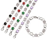 304 Stainless Steel and Glass Link Chain Bracelets for Women GL-T001-03A-2