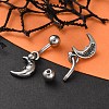 Crescent Moon Face 316 Surgical Stainless Steel Dangle Belly Button Rings EJEW-G416-14AS-2