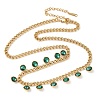 304 Stainless Steel Rhinestone Flat Round Tassel Twisted Chain Necklaces for Women NJEW-V010-01G-04-1