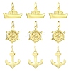 9Pcs 3 Styles Helm & Ship Charms Brass Pendants KK-CJ0005-75-1