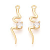 Brass Micro Pave Clear Cubic Zirconia Pendants KK-T078-01G-06-1