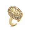 Brass Micro Pave Clear Cubic Zirconia Cuff Rings for Women RJEW-C126-16G-4
