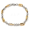 Ion Plating(IP) Two Tone 304 Stainless Steel Arch & Round Link Chain Bracelet BJEW-B078-18GP-1