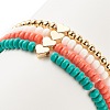 4Pcs 4 Style Glass Seed & Brass Beaded Stretch Bracelets Set with Heart BJEW-JB07917-5