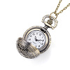 Carved Alloy Flat Round Pendant Necklace Quartz Pocket Watches WACH-P006-06-3