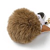 Imitation Rex Rabbit Fur Ball & PU Leather Cat Pendant Keychain X1-KEYC-K018-05KCG-03-3