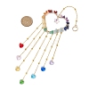 Wire Wrapped Chakra Natural Gemstone Chips Heart Hanging Ornaments HJEW-JM02368-3