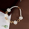 Alloy Rhombus & Plastic Flower Link Chain Necklaces for Women WG7D712-01-4