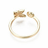 Brass Micro Pave Clear Cubic Zirconia Peg Bails Cuff Finger Ring Settings X-KK-S360-012-NF-4