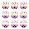 9Pcs Handmade Printed Porcelain Beads PORC-TADJ0001-01A-1
