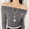 Alloy Floral Heart Locket Pendant Twisted Polyester Cord Necklaces for Women WGF1E9C-01-3