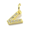 Letter Brass Micro Pave Clear Cubic Zirconia Pendants KK-K354-06G-V-2