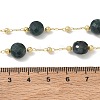 Natural Moss Agate Faceted Flat Round Beaded Chain Necklaces with Matte Brass Beads GG-CBA37F5-01G-03-5