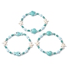 3Pcs Synthetic Turquoise & Porcelain & Dyed Natural Howlite Beads Stretch Bracelets for Women X-BJEW-JB11793-2