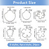 24Pcs 6 Styles Alloy Hollow Geometric Open Back Bezel Pendants FIND-CA0010-76A-2