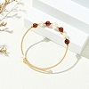 Copper French Wire & Round Natural Amber & Cultured Freshwater Pearl Cuff Bangle for Women BJEW-JB13990-1