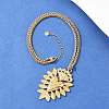 304 Stainless Steel Crystal Rhinestone Heart Pendant Wheat Chain Necklaces NJEW-P344-01G-3
