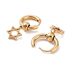 6Pairs Vacuum Plating 201 Stainless Steel Star of David Dangle Hoop Earrings with 304 Stainless Steel Pin for Women EJEW-F280-03G-2