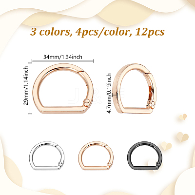 12Pcs 3 Colors Alloy Spring Gate Rings FIND-NB0006-22-1