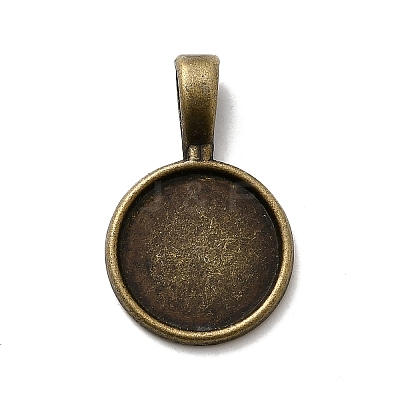 Flat Round Alloy Pendant Cabochon Settings PALLOY-N0088-27AB-NF-1