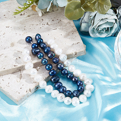 2 Strands 2 Colors Natural Cultured Freshwater Pearl Beads Strands PEAR-BBC0001-23-1