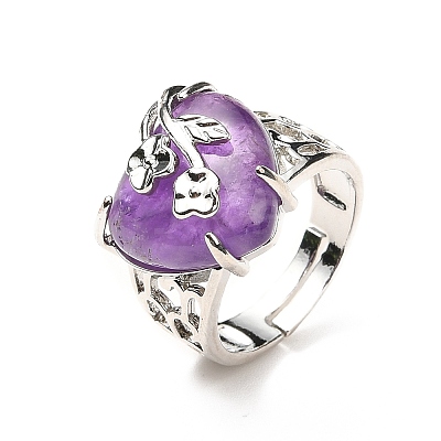Natural Amethyst Adjustable Rings RJEW-P043-03P-17-1