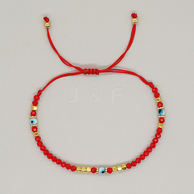 Adjustable Lampwork Evil Eye Braided Bead Bracelets MJ9955-02-1