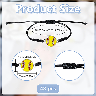 48Pcs Baseball Alloy Link Bracelets BJEW-GO0001-21-1