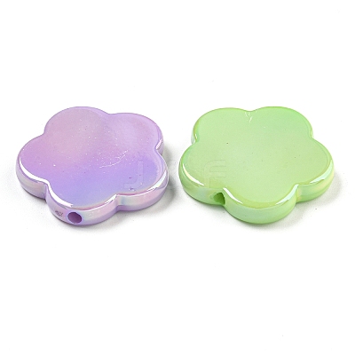 UV Plating Iridescent Acrylic Beads OACR-G039-16-1