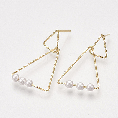 Brass Dangle Stud Earrings KK-S348-413-1